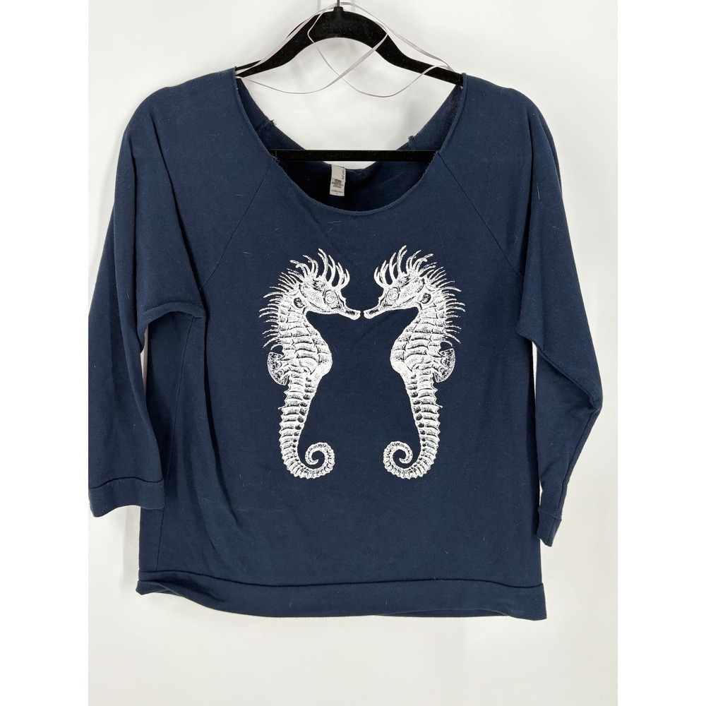 Next Level Apparel Seahorse Graphic Navy Blue‎ Pullover shirt *